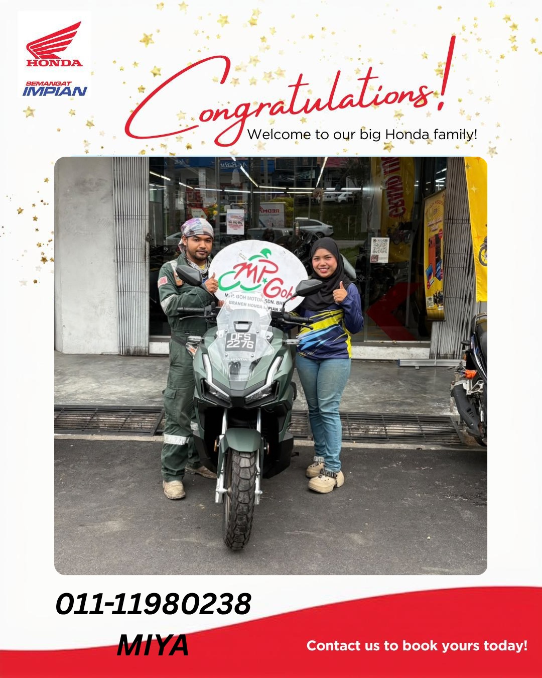 Pelanggan Honda ADV 160 bersama Miya di Honda Impian-X Sungai Udang