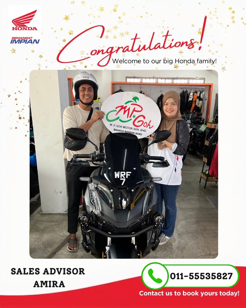 Pelanggan Honda ADV 160 bersama Amira di M.P. Goh Motors