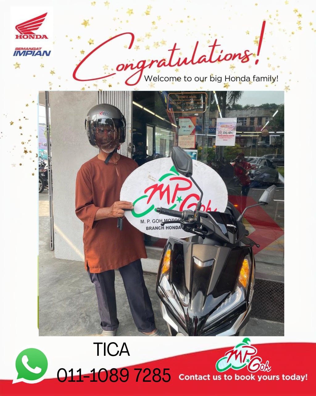 Pelanggan Honda Vario bersama Tica di M.P. Goh Motors