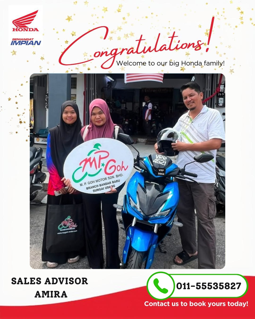 Pelanggan Honda ADV 160 bersama pasukan M.P. Goh Bandar Baru Sungai Udang