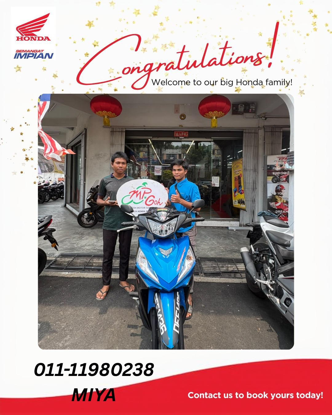 Pelanggan Honda Wave Alpha bersama Miya di M.P. Goh Motors